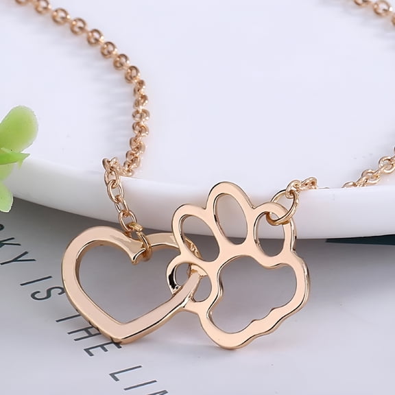 DESIGNICE 2026 New Easter Basket Stuffers Necklace for Women Personalized Fashion Jewelry Crystal Rhinestone Dog Paw Gold for Party,Gift,Casual,Holiday,Celebration