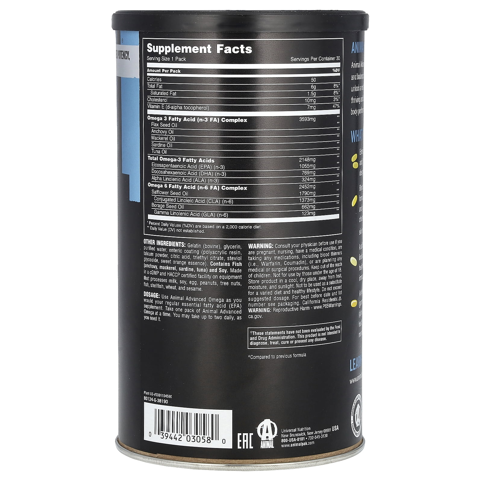 Universal Nutrition Animal Omega, 30 Ct