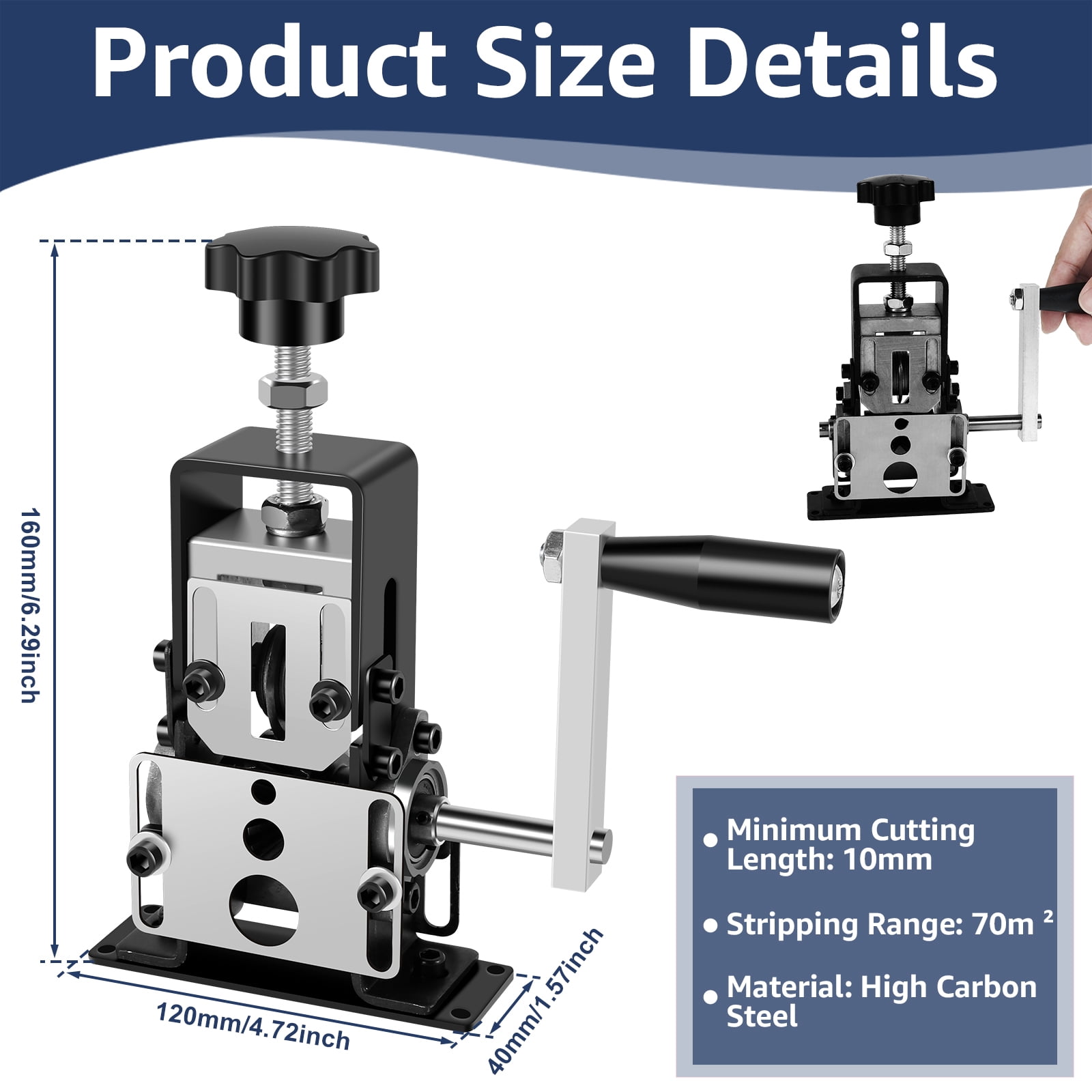 Manual Wire Stripper Electric Wire Stripping Machine Drill Powered Copper Scrap Wire Peeler Machine Portable Hand Cable Stripper Wire Recycling Stripper Tool for 1-70mm² Wire