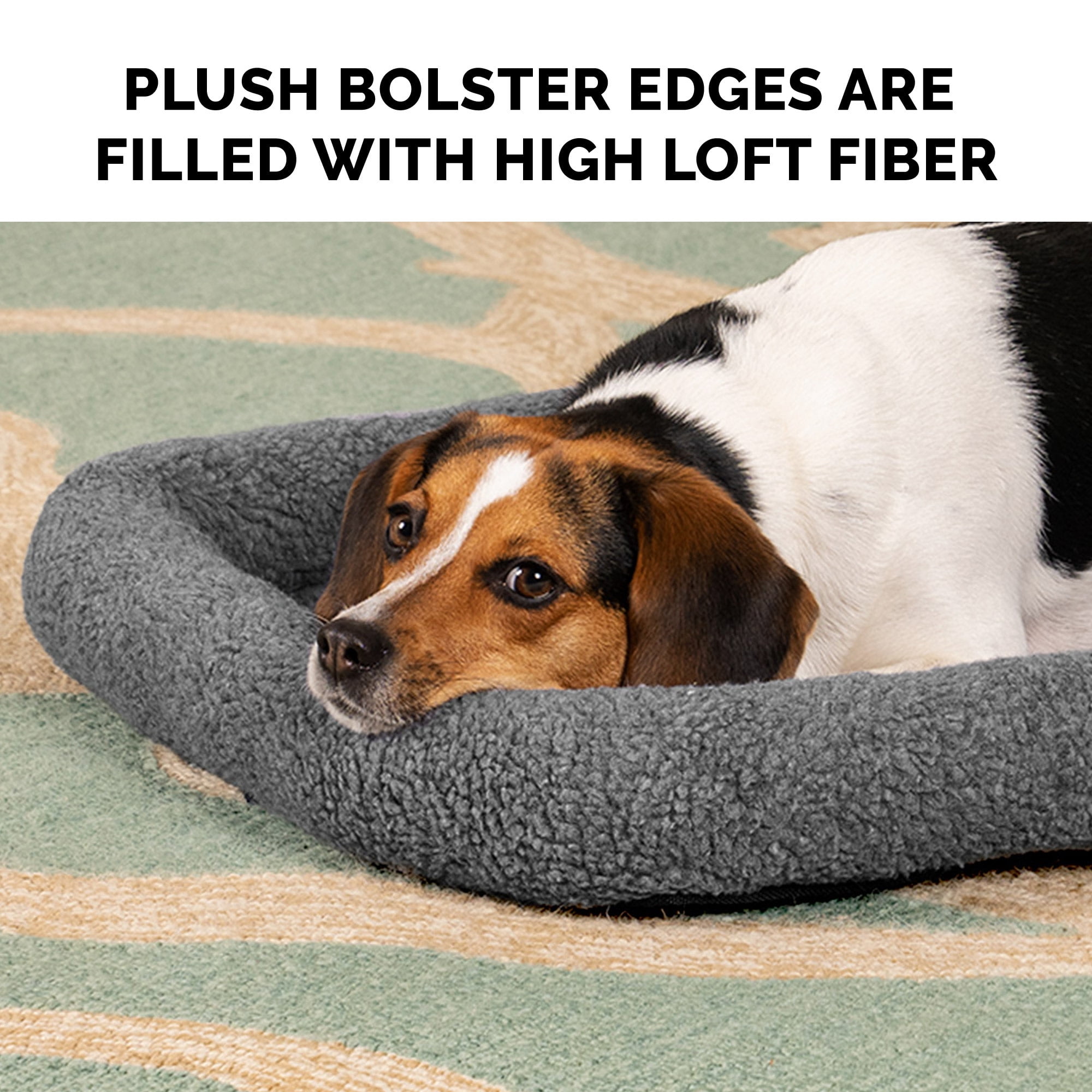 FurHaven Faux Lambswool Crate Bolster, Gray, Medium, 1 Count