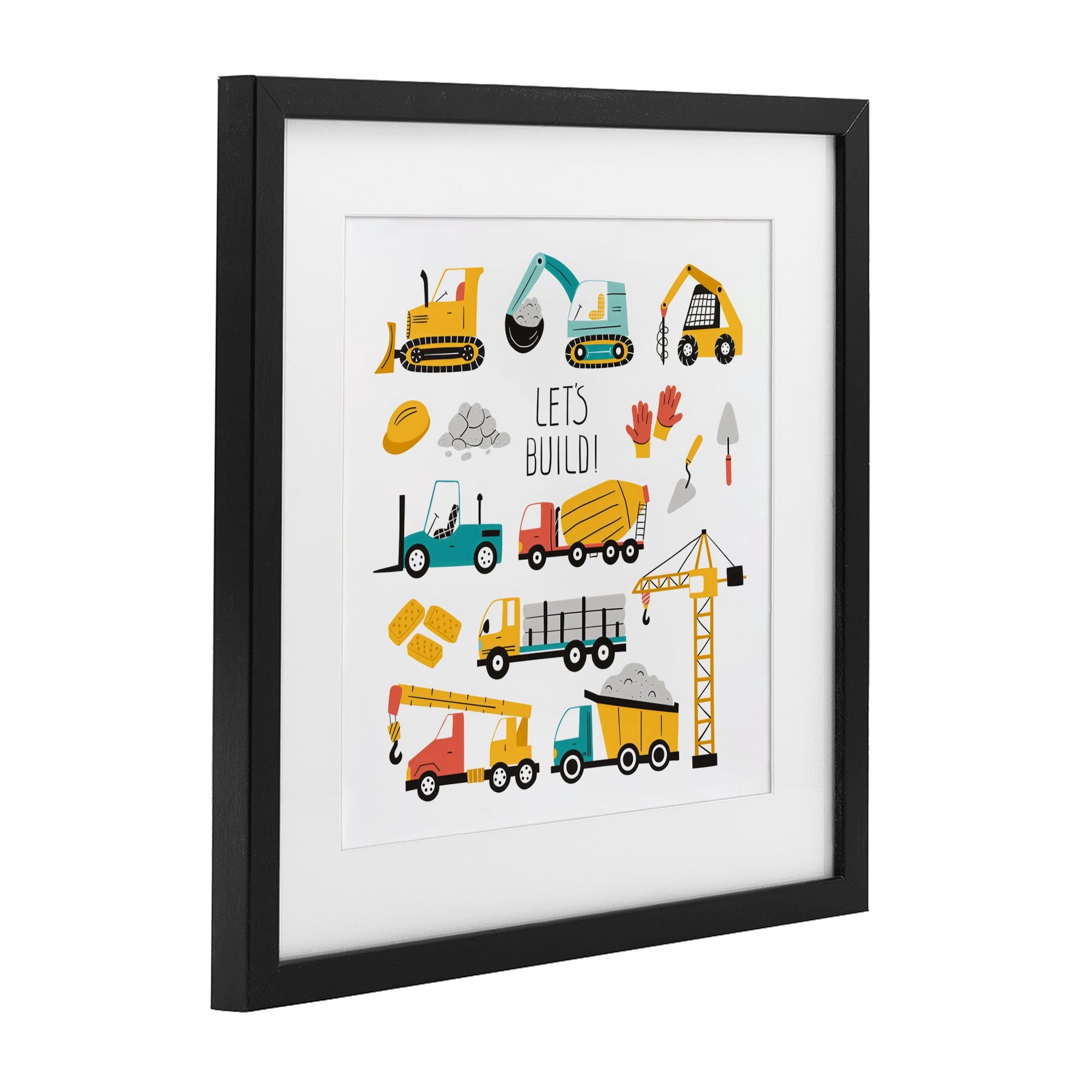 Stupell Industries Let's Build Various Construction Trucks Black Framed Print Under Glass, design by Creative Studio