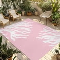 thumbnail image 2 of Outdoor Rug 5x7 ft Nautical Coastal Waterproof Outdoor Patio Rug Mat Non Slip Outside Area Rugs Carpet for RV,Camping,Porch,Deck,Pool,Balconybackyard,Ocean Coral Print Pink White, 2 of 9