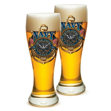 

Pilsner United States Navy Gifts for Men or Women – US Navy American Soldier Beer Glassware – The Sea Is Ours Barware Glasses Set of 12 (23 Oz)