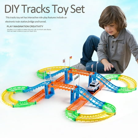 Two-Layers DIY Electric Rail Car Toy Racing Track for Kids Birthday Christmas electricrailcar Halloween
