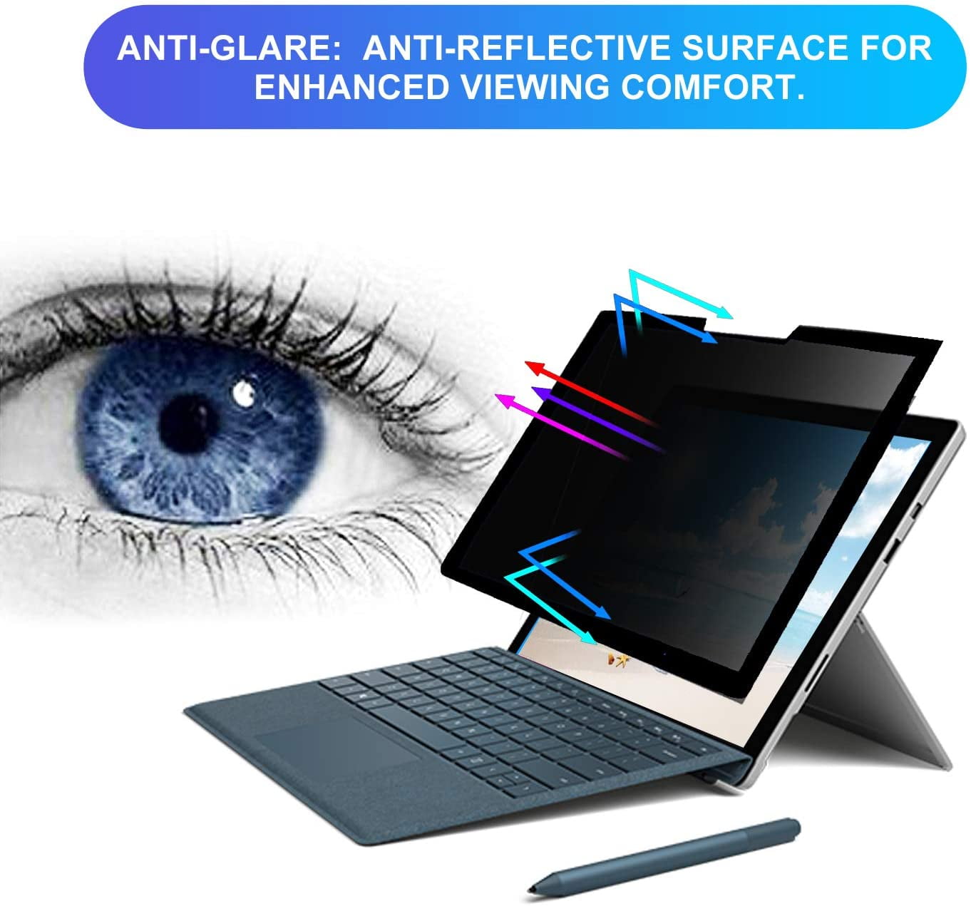 Compatible with Surface Pro 7 Privacy Screen ZOEGAA Microsoft Surface Pro 7/6 Fully Removable Privacy Screen Protector Filter， Anti-Glare,Anti-Spy Filter 