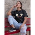 thumbnail image 2 of Happy Breakfast Face Food Women Black T-Shirt, Female Small, 2 of 4