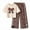 Brown, variant on Girl Outfits Little Kids 2 Piece Set Bowknot Tee Shirts And Leopard Print Waist Wide Leg Pants Set Trend Girls Clothing Brown Size 8-9 Years