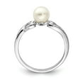 thumbnail image 2 of White Sterling Silver Ring Band Pearl Diamond Round Freshwater, 2 of 3
