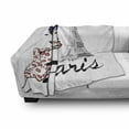 thumbnail image 3 of Paris Soft Flannel Fleece Throw Blanket, Sketchy Image of a Woman Smiling with Scarf and Landmark Eiffel Tower, Cozy Plush for Indoor and Outdoor Use, 70" x 90", Dark Blue White, by Ambesonne, 3 of 6