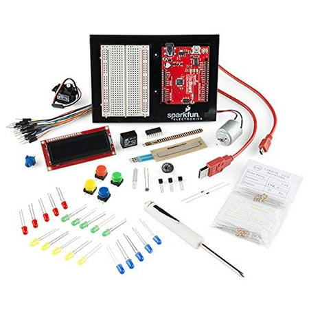 Sparkfun Inventor's Kit for Arduino with Simon Says circuit experiment.  Special Edition in Red Cardboard
