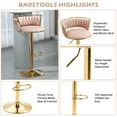 thumbnail image 5 of DREAMSIDEA Swivel Bar Stools Set of 4 Modern Velvet Upholstered High Back Adjustable Bar Chairs with Golden Footrest for Kitchen Counter Square Island,Pink, 5 of 5