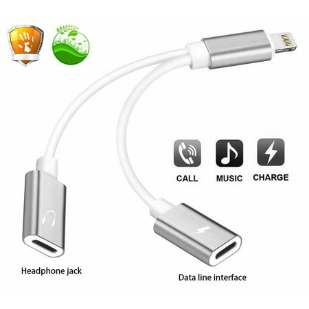 Dual 1/8/3.5mm Connectors - 2 In 1 Lightning Splitter Adapter for iPhoneXS Max/XS/XR/ X/8/8 Plus/7/7 Plus Double Lightning Ports for Dual Lightning Headphone Audio Connector & Charge Cable Adapter Adaptor Support iOS 11 or Later