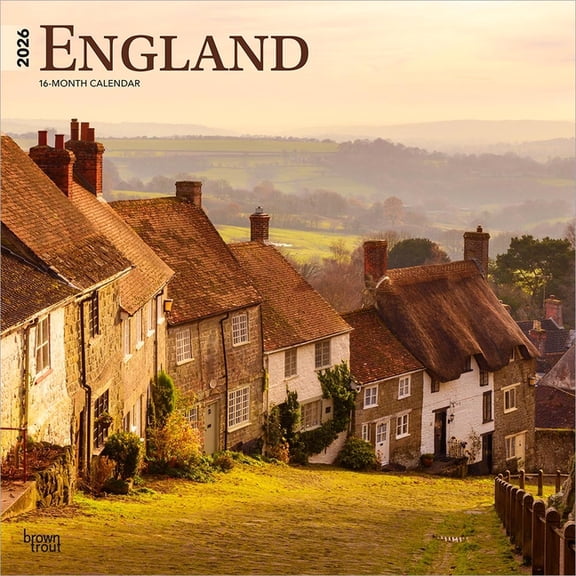 England | 2026 12x24" (Hanging) Square Wall Calendar | Plastic-Free | BrownTrout