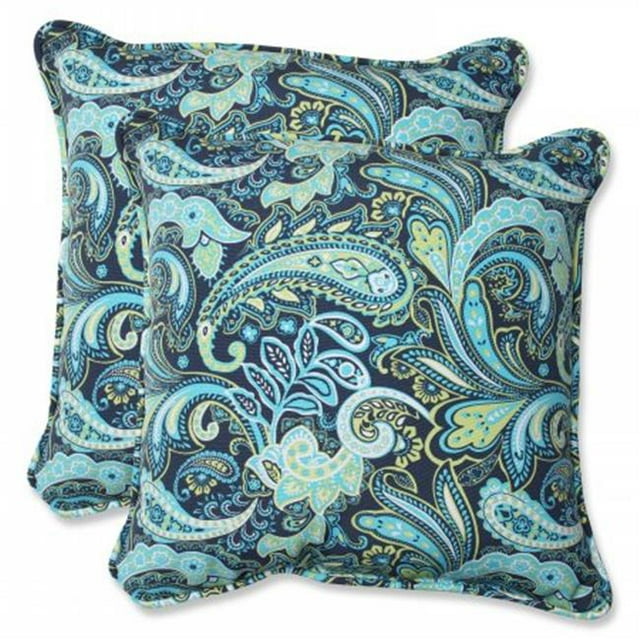 Pretty Paisley Navy 18.5-inch Throw Pillow (Set of 2)