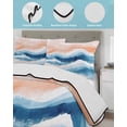 thumbnail image 4 of Quilts Full Size, Orange Navy Blue Ombre Soft Comforter Bedding Set for Bed, Abstract Beach Waves Gradient Lightweight Quilted Bedspread with Pillow Cover(2 Pieces) for All Season, 78x90 Inch, 4 of 6