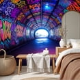 thumbnail image 6 of Graffiti Wallpaper Vibrant Graffiti Tunnel Neon Colors Peel and Stick Wall Murals 69"H x 96"W Removable PVC Wall Paper Self-Adhesive Wall Paintings Art Decor for Bedroom Living Room, 6 of 7