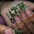 thumbnail image 2 of Press on Nails Long Square Fake Nails French Tip Glue on Nail with Designs Nails Charm and Rhinestones False Acrylic Nails Full Cover Stick on Nail for Women Nail Decorations, 2 of 6