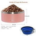 thumbnail image 3 of Ezprogear 64 oz Stainless Steel Double Wall Dog Bowl Non-Slip Bottom for Dog, Cat, Pets with Collapsible Travel Dog Bowl (Pink Bowl), 3 of 8