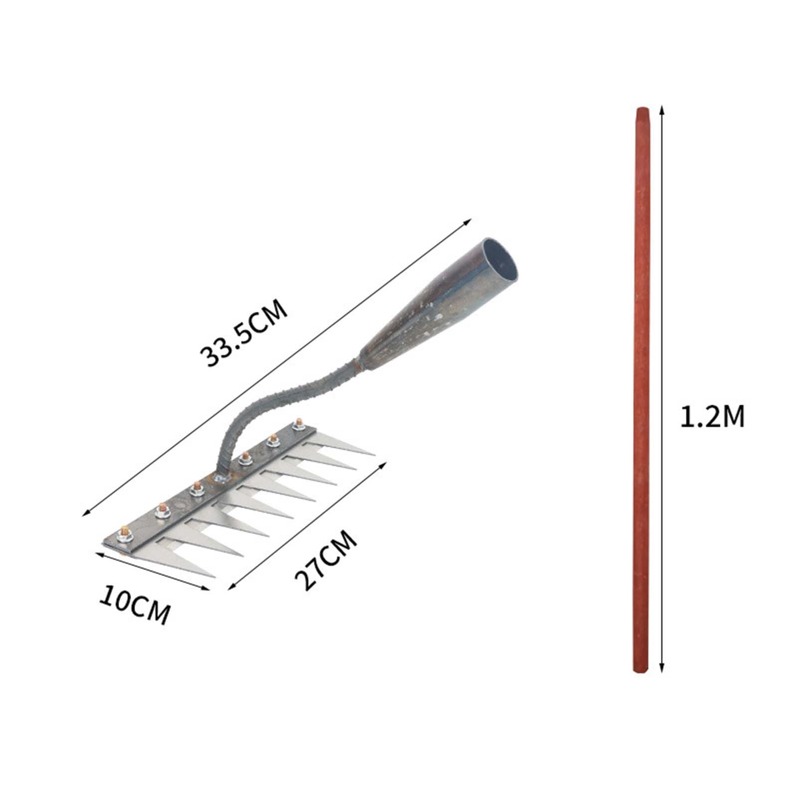 Iron Weeding Rake, 2026 New 5/6/7/8 Teeth Carbon Steel Garden Weeder Rakes, Iron Rake for Yard Lawn and Garden, Heavy-Duty Gardens Hand Weeder Puller Tool for Gardening and Weedings (9 Teeth)
