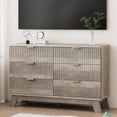 thumbnail image 7 of Fluted Dresser for Bedroom with 6 Drawers, 48" Wide Modern Chest of Drawers with Metal Handle, Wooden Dresser TV Stand, Wood Closet Clothes Storage Organizer for Living Room, Hallway, Grey, 7 of 7