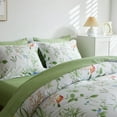thumbnail image 7 of Wajade Green Leaves Floral 7 Piece Comforter Set Bed in a Bag Colorful Flowers Birds Branch Pattern Bedding Set (Flowers Birds, King Size), 7 of 7