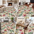 thumbnail image 6 of Straw Hat Washable Living Room Rugs 5'x7', Tropical Plants Red Flowers Summer Vintage Linen Low Pile Throw Large Area Rugs Non-Slip Sturdy Edge Binding Carpet for Dining Room Bedside Kitchen, 6 of 9
