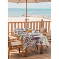 thumbnail image 2 of Outdoor Tablecloth with Umbrella Hole for Patio/Picnic/Party/Camping, Purple Flowers Waterproof Table Cloth Rectangle Table Cover Washable, Spring Butterflies Lavender Daisy Beige (60"x 84"), 2 of 8
