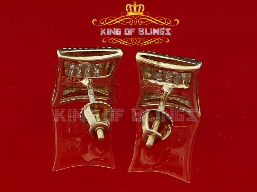 King of Bling's Aretes Para Hombre 925 Yellow Silver 0.25ct Diamond Men's Stud Kite Earrings
