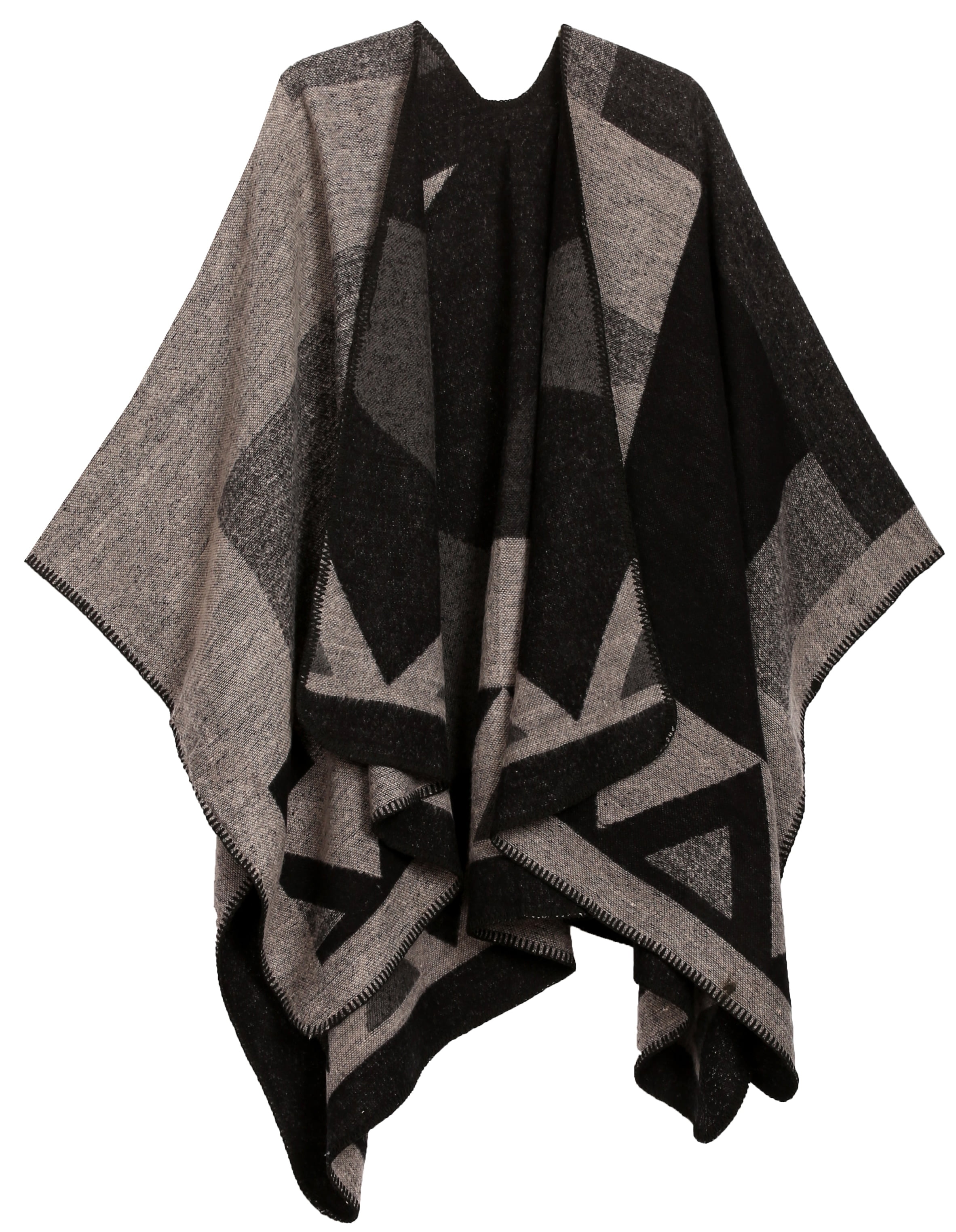 Sakkas Mari Women's Reversible Large Poncho Shawl Wrap Scarf Cape Ruana