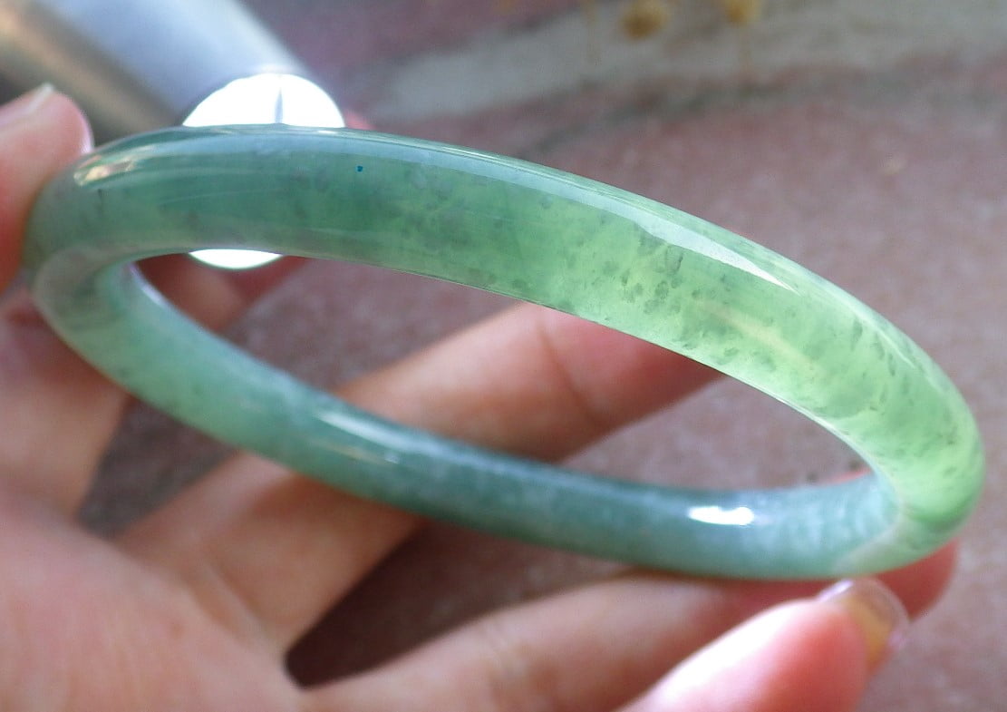 Icy Green Natural A JADE Jadeite Circle Bangle Bracelet 58 mm 683879 TN