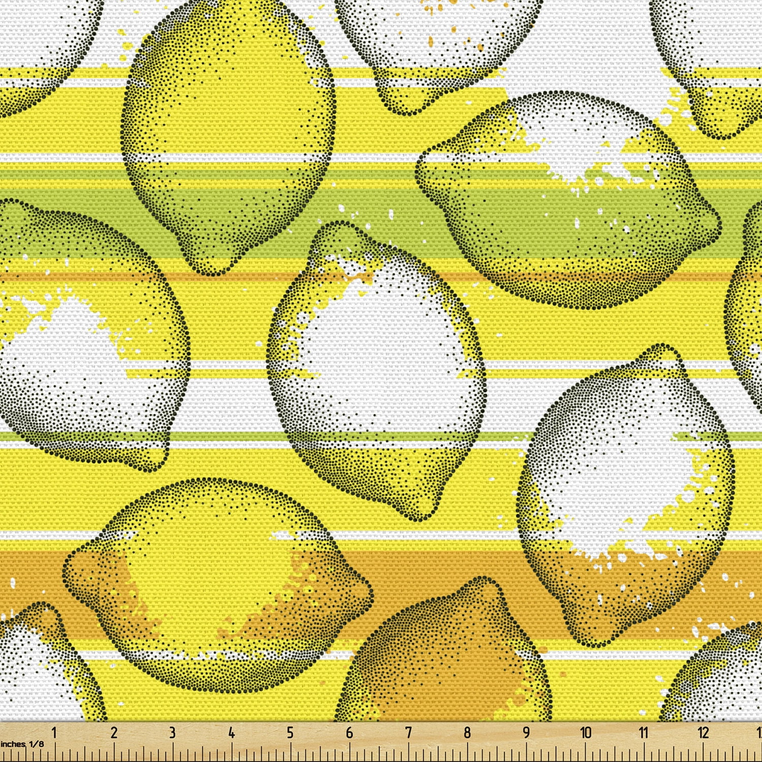 Lemon Fabric by the Yard Upholstery Dotted Fresh Citrus Fruits Pattern