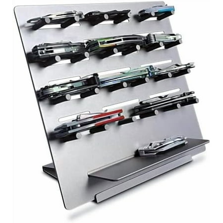 Pocket Knife Display Holder EDC Tool and Multitool Storage Stand Aluminum Alloy 12 inches Dark Gray