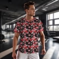 thumbnail image 3 of Wukai Rose Flowers Print Men's Short-Sleeved Mesh T-Shirt,Quick-Dry Short Sleeve Workout T-Shirt-Large, 3 of 8