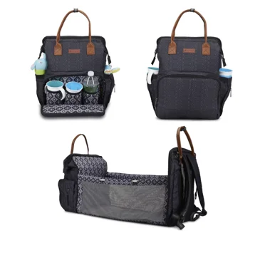 Monbebe Bolt Infant Diaper Bag Backpack with Bassinet Changing Station, Urban Boho