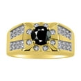 thumbnail image 1 of RYLOS Men's Rings 14K Yellow Gold Designer Starburst 7MM Round Gemstone &  Sparkling Diamond Ring Onyx October  Size 12, 1 of 7