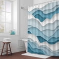 thumbnail image 5 of Blue Ombre Fabric Shower Curtain Geometric Abstract Sea Wave Washable Shower Curtains for Bathroom, Waterproof Bath Curtain with Hooks Home Decor 36x72in, 5 of 8