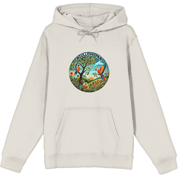 Orgullo Hispano Parrot Mosaic Adult Sand Long Sleeve Hoodie-Medium
