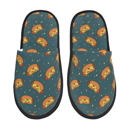 Balery Hot Dog 6 Slient Indoor Furry Fleece Comfort House Shoes Soft Non-Slip Home Shoes Cotton slippers House Slippers-- Medium