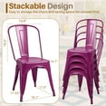 thumbnail image 2 of YUONAO Metal Dining Chair Set of 4, Stackable Trattoria Bistro Chairs for Indoor and Outdoor Use, Vintage Chic Side Chair for Cafe, Kitchen, Patio, Restaurant (Purple), 2 of 12