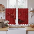 thumbnail image 2 of Red Marble Texture Tier Curtains, Vintage Minimalism Abstract Ombre Art Light Filtering Kitchen Curtains, 2Pcs Rod Pocket Half Window Treatments Panels for Sink Cafe Cabinet Basement 27.5x45 Inches, 2 of 9