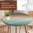 thumbnail image 3 of Green Brown Ombre Round Tablecloth 55-60 Inch Round Fitted Table Cloth with Elastic Edge, Modern Gradient Abstract Art Waterproof Table Cover Protector for Outdoor Picnic Party Dining, 3 of 9
