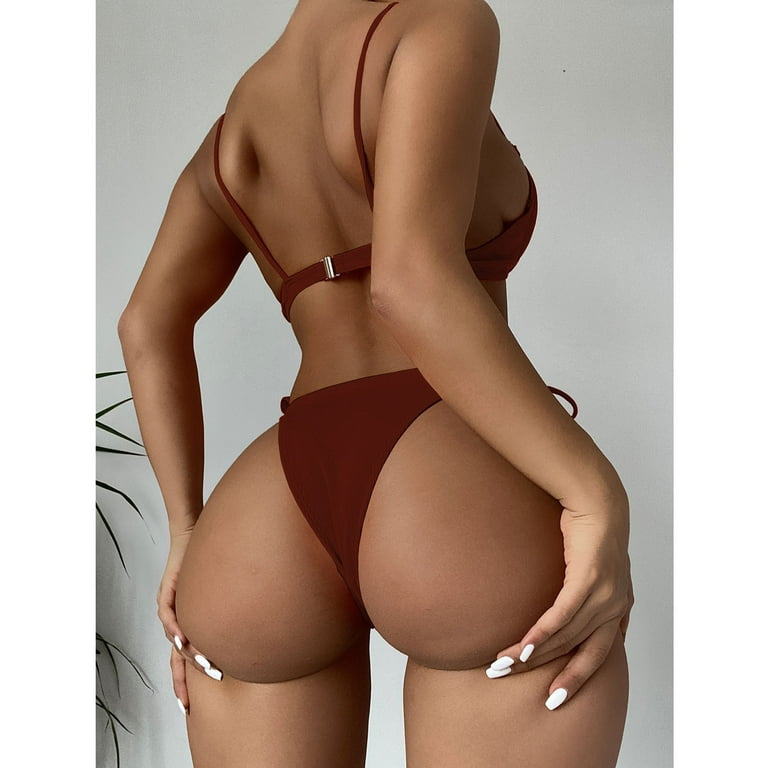Leopard Brazilian Bikini Set Hang Glider Thong Bottom and Adjustable Top  Soft High Quality Fabric Swimsuit 
