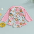 thumbnail image 4 of QJUHUNG Kid Baby Girls One Piece Swimsuit Long Sleeve Zipper Swimwear Ruffle Rashguard Bathing Suits Beachwear, 4 of 8