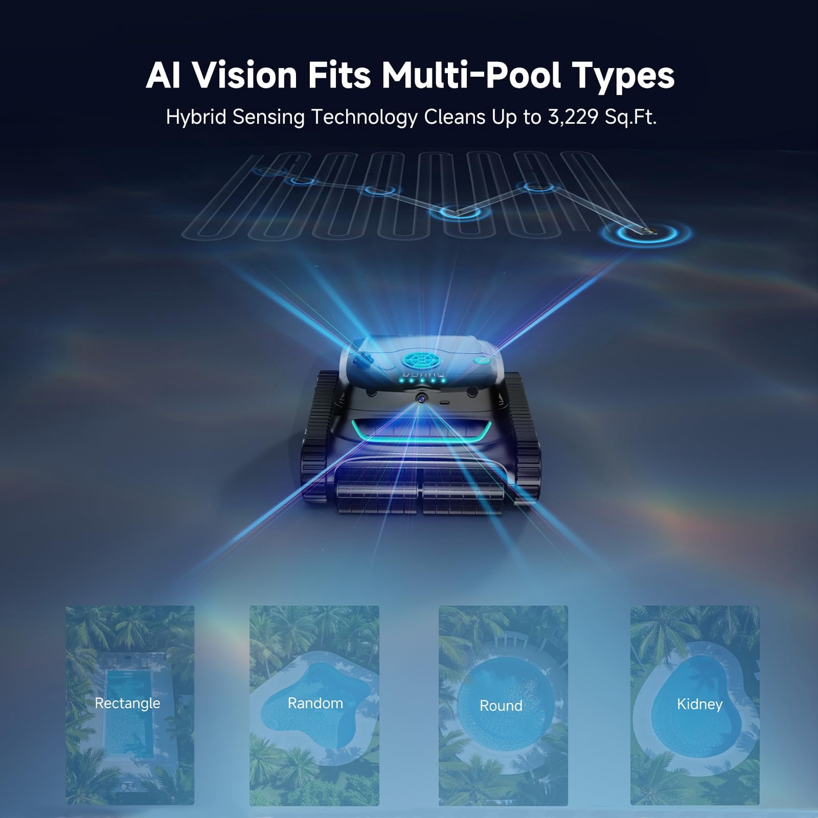WYBOT S2 Solar Vision Robotic Pool Cleaner, Solar Powered & DC Fast Charge, AI Vision Debris Detection, Auto Return & Charge, App Control, Dual Filtration, for Large Inground Pools up to 3229 Sq.Ft