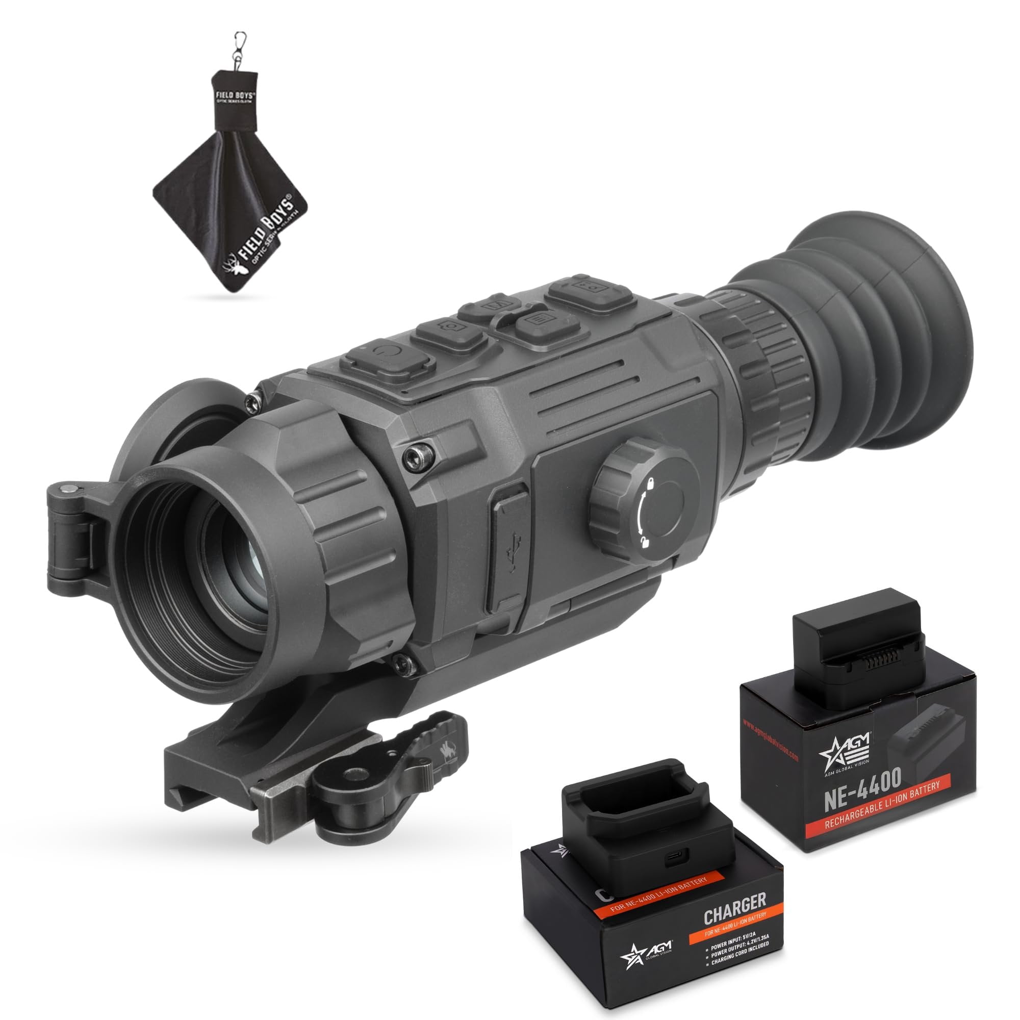 AGM Global Vision Rattler V2 Thermal Imaging Scope for Hunting High Resolution with High Sensitivity Thermal Optics Waterproof & Durable Includes Rechargeable Battery Charger & Cloth 19-256
