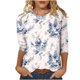 thumbnail image 2 of ICHUANYI Clearance Women's Fashion Printed Loose T-shirt 3/4 Sleeves Blouse Round Neck Casual Tops(Light Blue, S) ICHUANYI WER2023081403437, 2 of 5