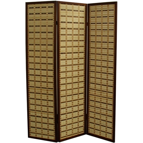 70.25" Tall Bamboo 3-Panel Screen / Room Divider with Walnut finish