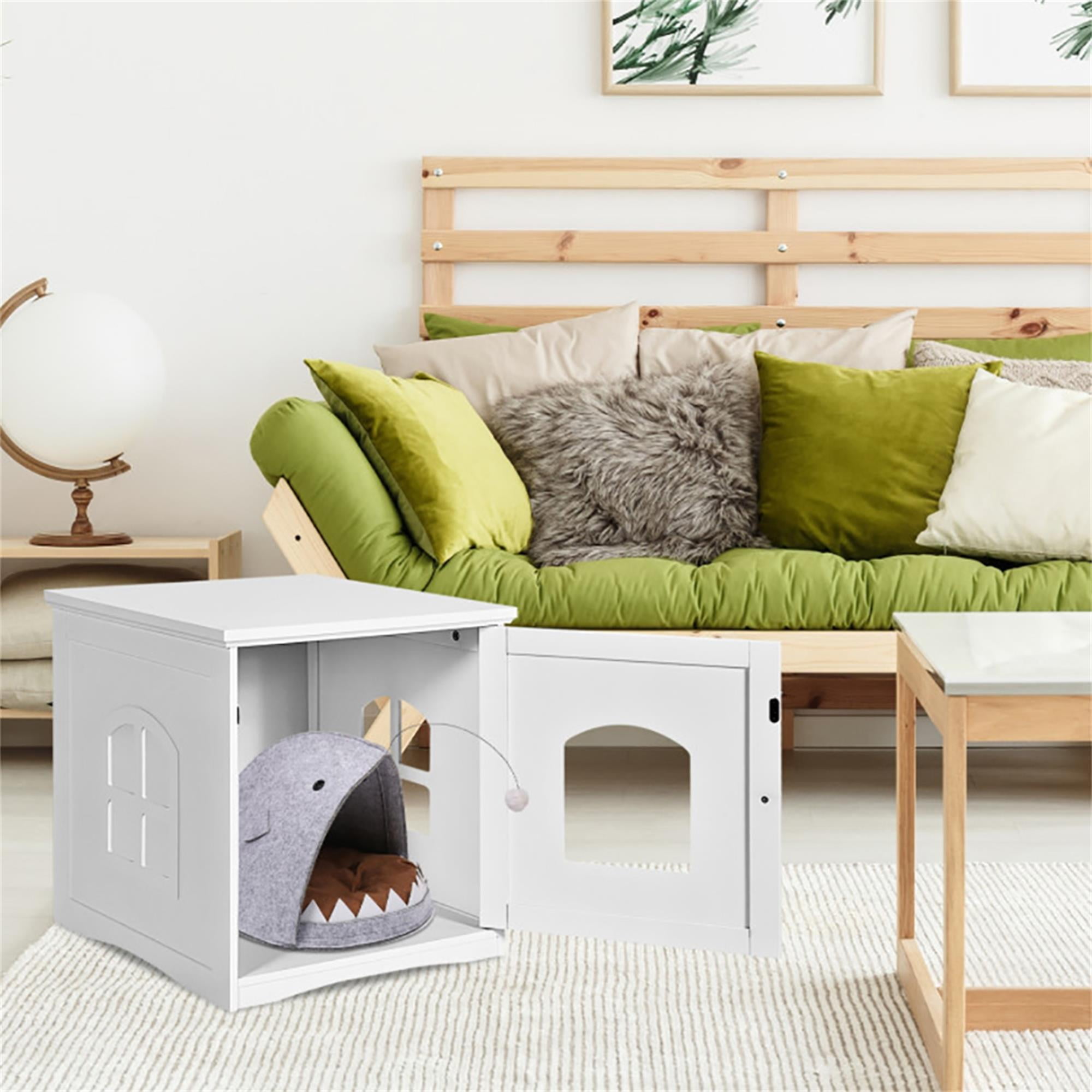 Kadyn 21" Indoor Cat Houses Furniture, Hidden Cat Litter Boxes Enclosure, Multipurpose Cat Shelter, White