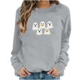 thumbnail image 2 of thefmos Women's Round Neck Halloween Print Pullover Sweatshirt Long Sleeve Solid Color Casual Top Fashion Fall Spooky Season Outfit, Gray L, 2 of 6