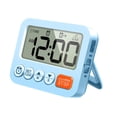 thumbnail image 1 of Reloj despertador digital con temporizador, pequeño reloj de escritorio, pantalla LCD grande para ducha de baño. Azul, 1 of 9